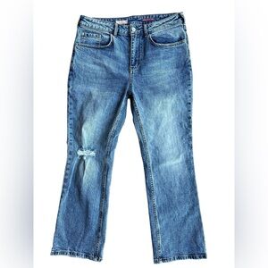 Anthropologie x PILCRO Bootleg Distressed Med Wash Jeans Boho Classic Sz 30x 27”